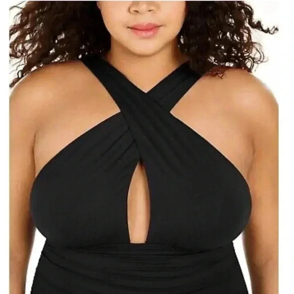 Michael-Michael Kors Black Keyhole One-Piece Swimsuit sz 22 W - Picture 10 of 14